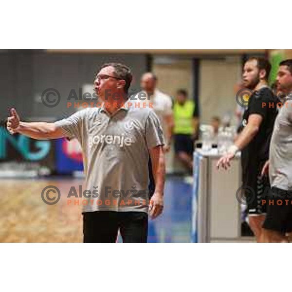 in action during Slovenian handball Supercup match between Gorenje Velenje and Celje Pivovarna Lasko in Gornja Radgona, Slovenia on September 4, 2022