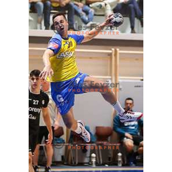 in action during Slovenian handball Supercup match between Gorenje Velenje and Celje Pivovarna Lasko in Gornja Radgona, Slovenia on September 4, 2022