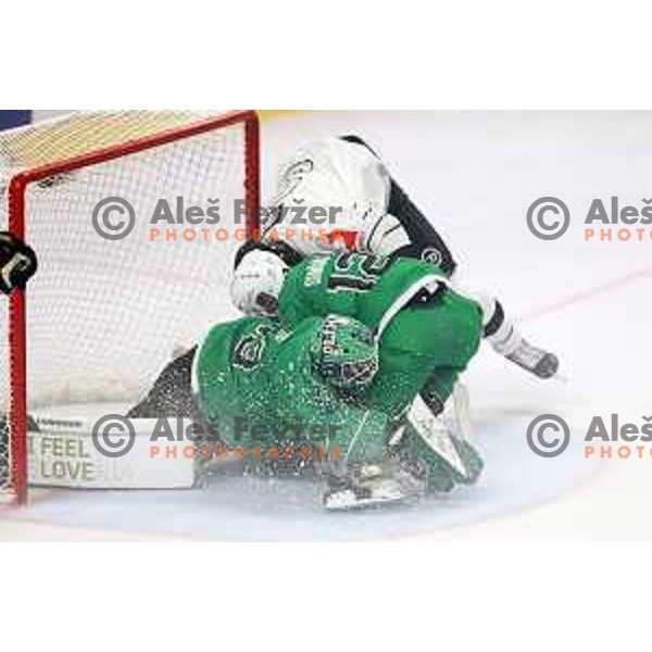 Zan Us of SZ Olimpija in action during CHL Champions League ice-hockey match between SZ Olimpija (SLO) and Turku (FIN) in Tivoli Hall, Ljubljana, Slovenia on September 8, 2022