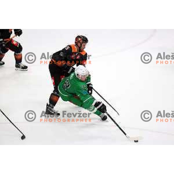 Carl Neill of SZ Olimpija during CHL Champions League ice-hockey match between SZ Olimpija (SLO) and Wolfsburg Grizzlies (GER) in Tivoli Hall, Ljubljana, Slovenia on September 10, 2022