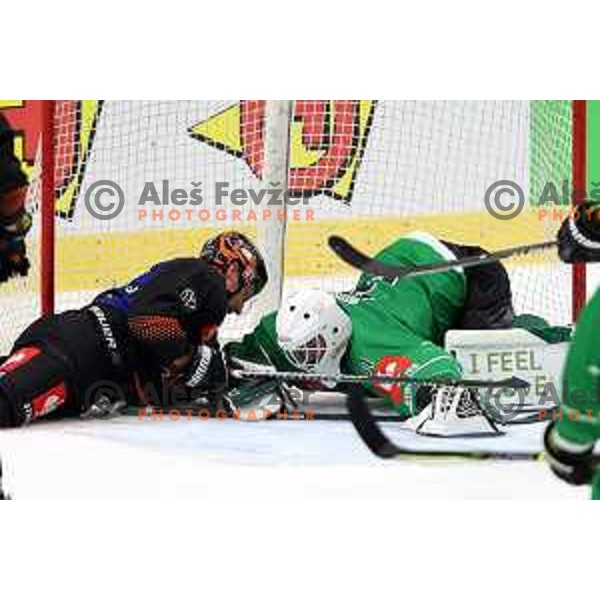 Anthony Morrone of SZ Olimpija during CHL Champions League ice-hockey match between SZ Olimpija (SLO) and Wolfsburg Grizzlies (GER) in Tivoli Hall, Ljubljana, Slovenia on September 10, 2022