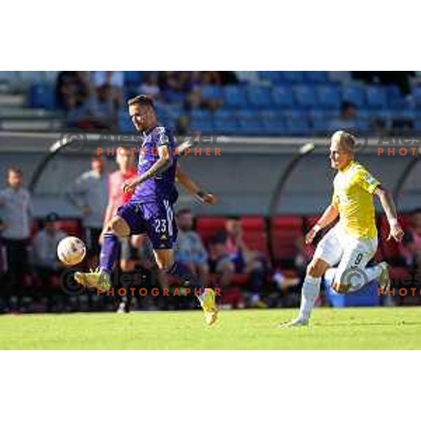 Luka Uskokovic and Luka Stor in action during Prva Liga Telemach 2022-2023 football match between Bravo and Maribor in Ljubljana, Slovenia on September 11, 2022