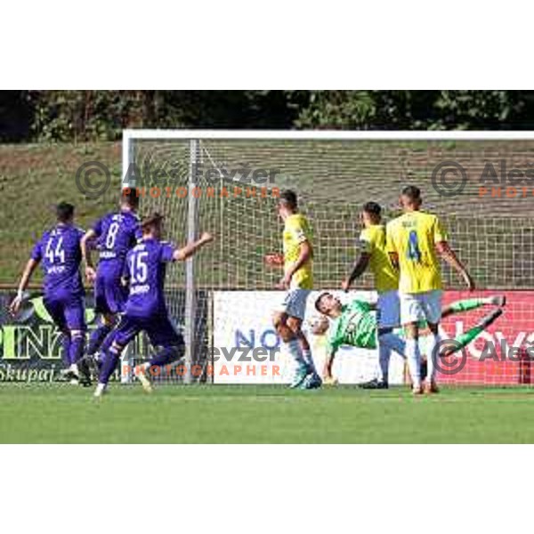 Jan Repas celebrates goal during Prva Liga Telemach 2022-2023 football match between Bravo and Maribor in Ljubljana, Slovenia on September 11, 2022