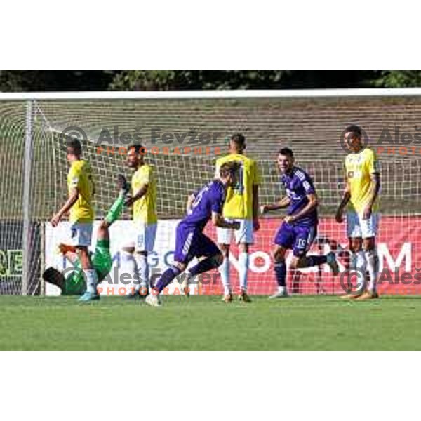 Jan Repas and Roko Baturina celebrate goal during Prva Liga Telemach 2022-2023 football match between Bravo and Maribor in Ljubljana, Slovenia on September 11, 2022