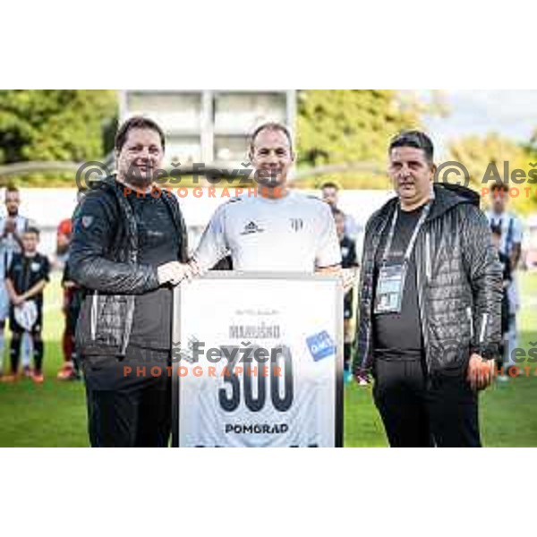 Robert Kuzmic, president of Mura, Matic Marusko and Denis Rajbar during Prva liga Telemach football match between Mura and Koper in Fazanerija, Murska Sobota, Slovenia on September 11, 2022. Photo: Jure Banfi