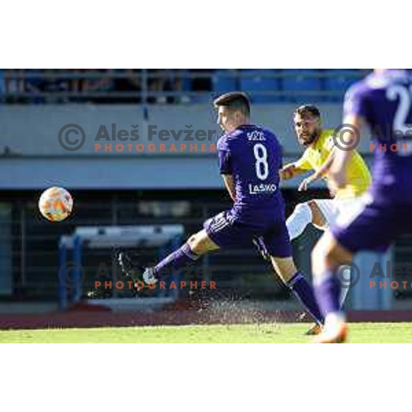 Nemanja Jaksic in action during Prva Liga Telemach 2022-2023 football match between Bravo and Maribor in Ljubljana, Slovenia on September 11, 2022