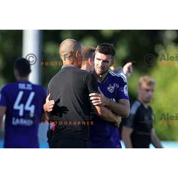 Dejan Grabic and Rok Kronaveter during Prva Liga Telemach 2022-2023 football match between Bravo and Maribor in Ljubljana, Slovenia on September 11, 2022