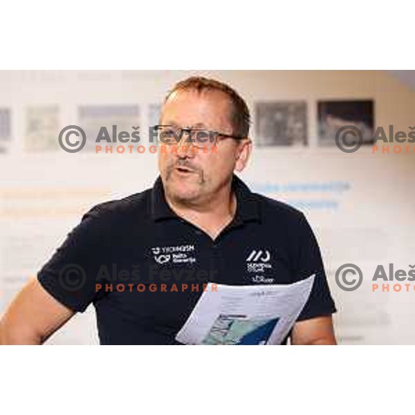 Martin Hvastja at press conference of Slovenia Cycling Federation in Ljubljana, Slovenia on September 12, 2022 before departure to World Championship