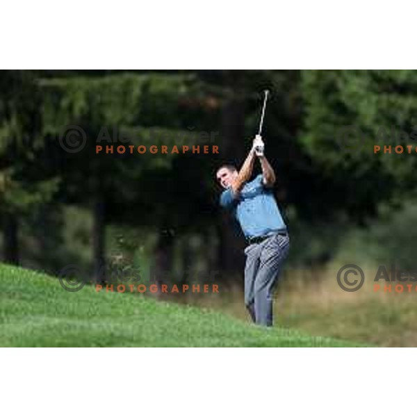 Miha Studen in action during Final day of Slovenian PGA Championship at King\'s course of Royal Bled golf estate in Slovenia on September 13, 2022