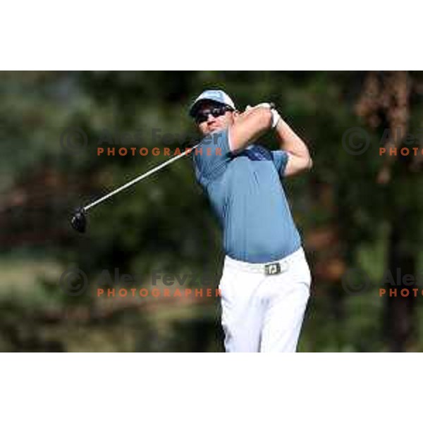 Jure Coh in action during Final day of Slovenian PGA Championship at King\'s course of Royal Bled golf estate in Slovenia on September 13, 2022