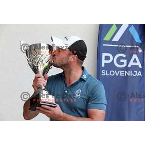 Jaka Vidmar, winner of Slovenian PGA Championship at King\'s course of Royal Bled golf estate in Slovenia on September 13, 2022