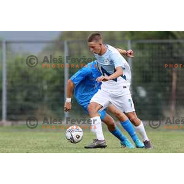 Ziga Kranjc of Slovenia in action during U-15 friendly football match between Italy and Slovenia in Gradisca D\'isonzo, Italy on September 15, 2022