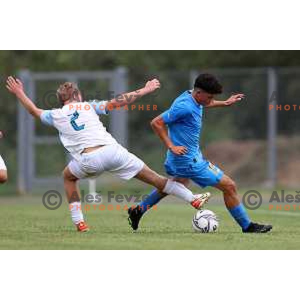 Stijan Gobec of Slovenia in action during U-15 friendly football match between Italy and Slovenia in Gradisca D\'isonzo, Italy on September 15, 2022
