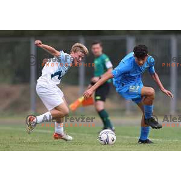 Stijan Gobec of Slovenia in action during U-15 friendly football match between Italy and Slovenia in Gradisca D\'isonzo, Italy on September 15, 2022