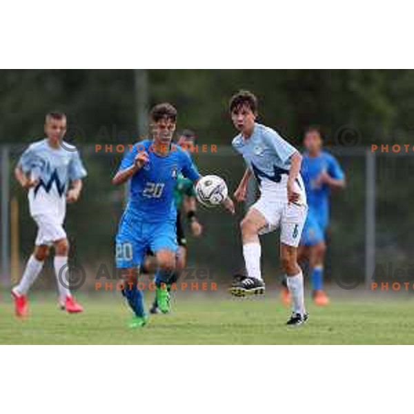 Nejc Viher of Slovenia in action during U-15 friendly football match between Italy and Slovenia in Gradisca D\'isonzo, Italy on September 15, 2022