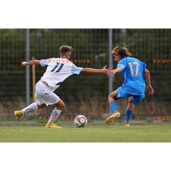 Ziga Kranjc of Slovenia in action during U-15 friendly football match between Italy and Slovenia in Gradisca D\'isonzo, Italy on September 15, 2022