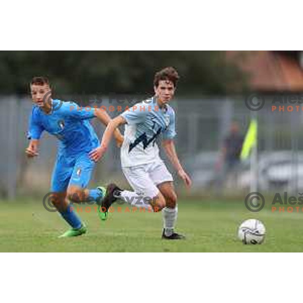 Matej Mehle of Slovenia in action during U-15 friendly football match between Italy and Slovenia in Gradisca D\'isonzo, Italy on September 15, 2022