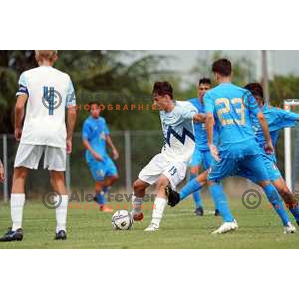 Matic Hlade of Slovenia in action during U-15 friendly football match between Italy and Slovenia in Gradisca D\'isonzo, Italy on September 15, 2022