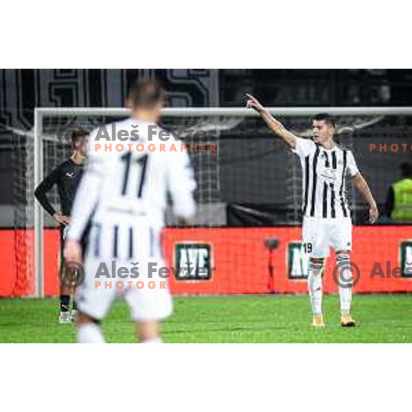 Mirlind Daku celebrating during Prva liga Telemach football match between Mura and Olimpija in Fazanerija, Murska Sobota, Slovenia on September 17, 2022. Photo: Jure Banfi
