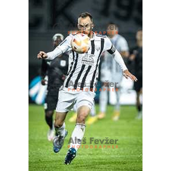 Ziga Kous in action during Prva liga Telemach football match between Mura and Olimpija in Fazanerija, Murska Sobota, Slovenia on September 17, 2022. Photo: Jure Banfi