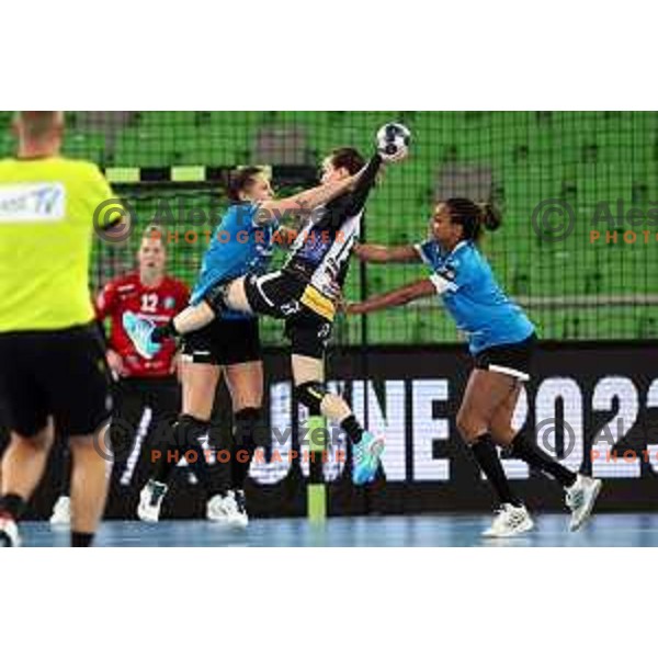 Allison Pineau in action during EHF Champions league Women handball match between Krim Mercator (SLO) and Vipers Kristiansand (NOR) in Ljubljana, Slovenia on September 18, 2022
