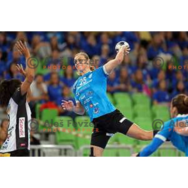 Barbara Lazovic in action during EHF Champions league Women handball match between Krim Mercator (SLO) and Vipers Kristiansand (NOR) in Ljubljana, Slovenia on September 18, 2022