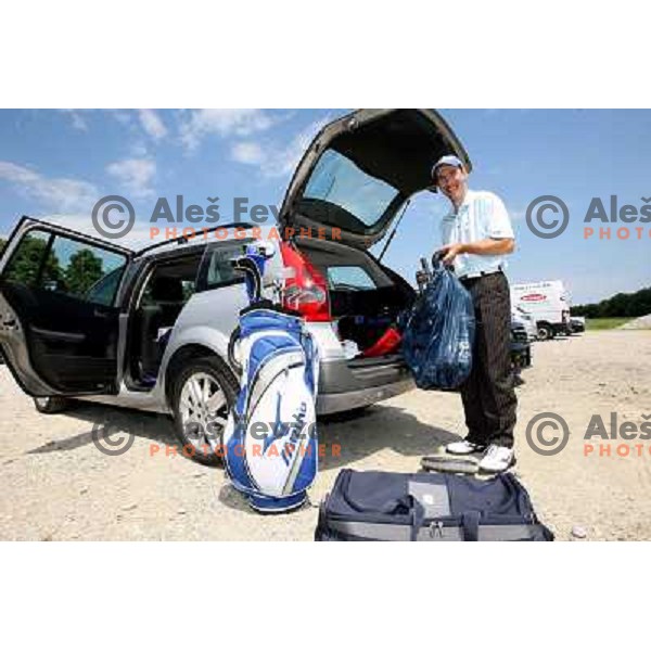 Winner Dominique Nouailhac (FRA) packs his car after final day of Dobro Jutro Slovenia Open golf tournament, Alps Tour, golf course Ptuj, Slovenia 28.6.2008. Photo by Ales Fevzer 