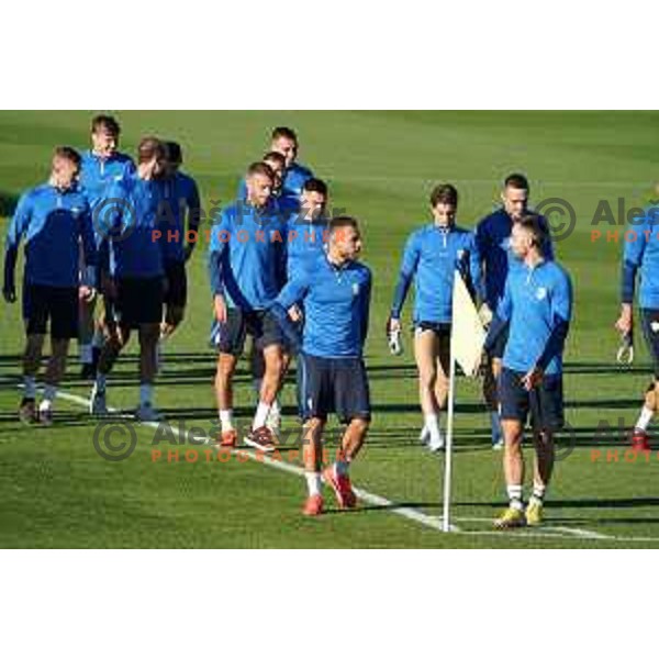Sandi Lovric and Andraz Sporar of Slovenia during the practice session of Slovenia National football team in NNC Brdo, Slovenia on September 19, 2022