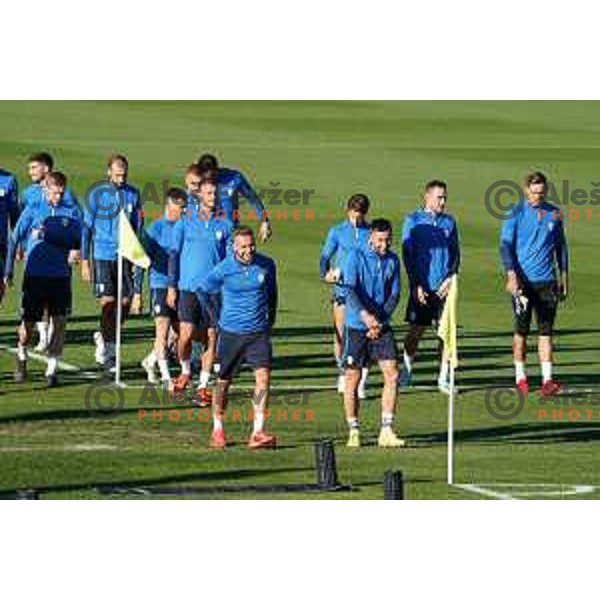 Sandi Lovric and Andraz Sporar of Slovenia during the practice session of Slovenia National football team in NNC Brdo, Slovenia on September 19, 2022