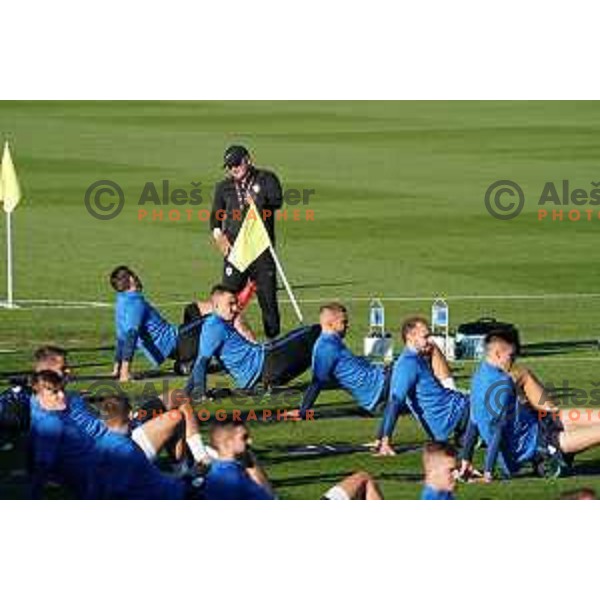 Matjaz Kek, head coach of Slovenia during the practice session of Slovenia National football team in NNC Brdo, Slovenia on September 19, 2022