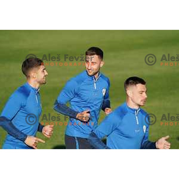 Andraz Sporar of Slovenia during the practice session of Slovenia National football team in NNC Brdo, Slovenia on September 19, 2022