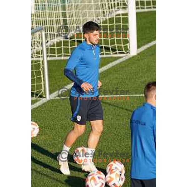 Adam Gnezda Cerin of Slovenia during the practice session of Slovenia National football team in NNC Brdo, Slovenia on September 19, 2022