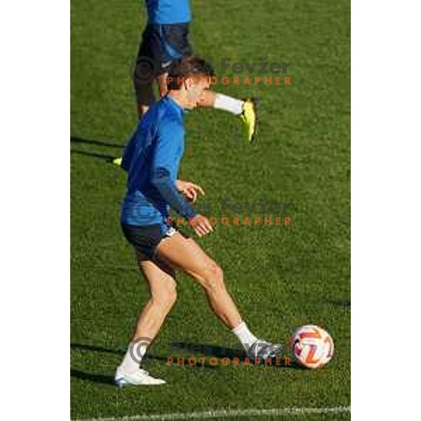 Luka Zahovic of Slovenia during the practice session of Slovenia National football team in NNC Brdo, Slovenia on September 19, 2022