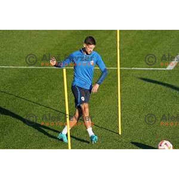 Petar Stojanovic of Slovenia during the practice session of Slovenia National football team in NNC Brdo, Slovenia on September 19, 2022