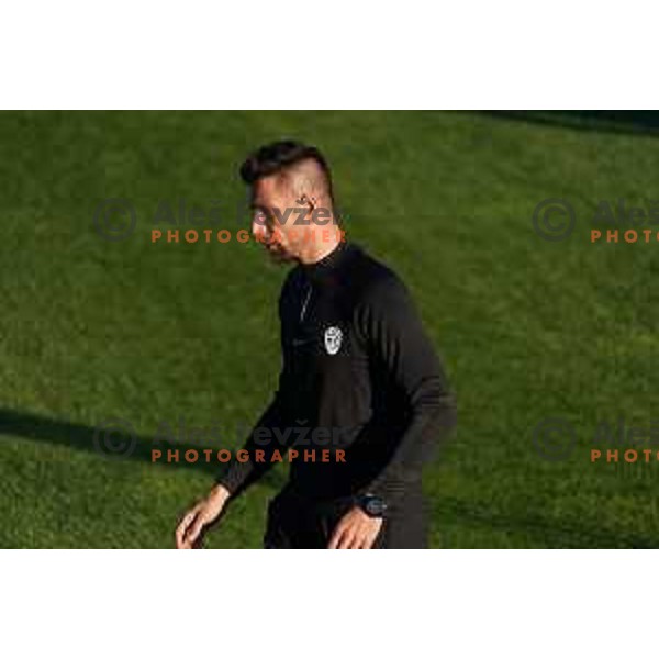 Bostjan Cesar of Slovenia during the practice session of Slovenia National football team in NNC Brdo, Slovenia on September 19, 2022