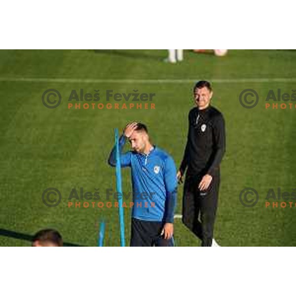 Andraz Sporar of Slovenia during the practice session of Slovenia National football team in NNC Brdo, Slovenia on September 19, 2022