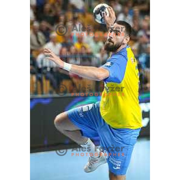 Stefan Zabic in action during EHF Champions League handball match between Celje Pivovarna Lasko and THW Kiel in Zlatorog Arena, Celje, Slovenia on September 21, 2022
