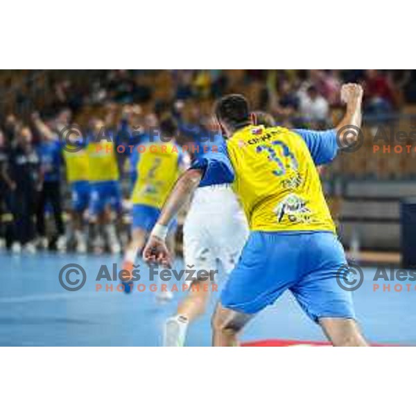 Stefan Zabic in action during EHF Champions League handball match between Celje Pivovarna Lasko and THW Kiel in Zlatorog Arena, Celje, Slovenia on September 21, 2022