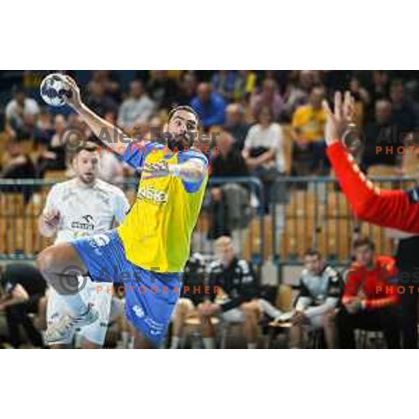 Stefan Zabic in action during EHF Champions League handball match between Celje Pivovarna Lasko and THW Kiel in Zlatorog Arena, Celje, Slovenia on September 21, 2022