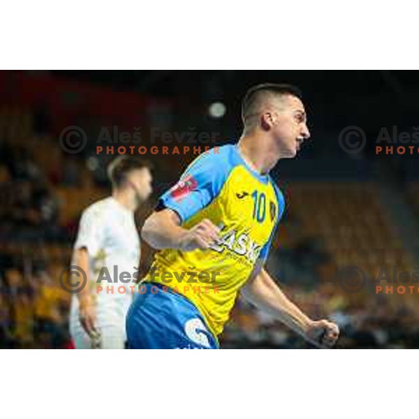 Tim Cokan in action during EHF Champions League handball match between Celje Pivovarna Lasko and THW Kiel in Zlatorog Arena, Celje, Slovenia on September 21, 2022