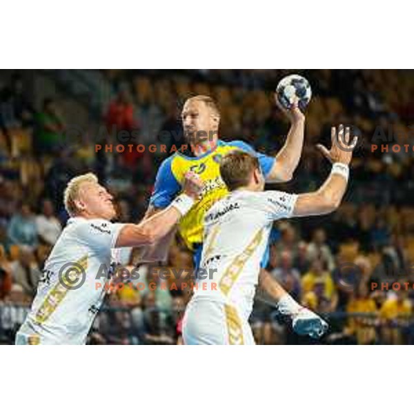 Ziga Mlakar in action during EHF Champions League handball match between Celje Pivovarna Lasko and THW Kiel in Zlatorog Arena, Celje, Slovenia on September 21, 2022