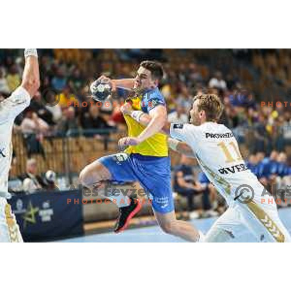 Ante Ivankovic in action during EHF Champions League handball match between Celje Pivovarna Lasko and THW Kiel in Zlatorog Arena, Celje, Slovenia on September 21, 2022