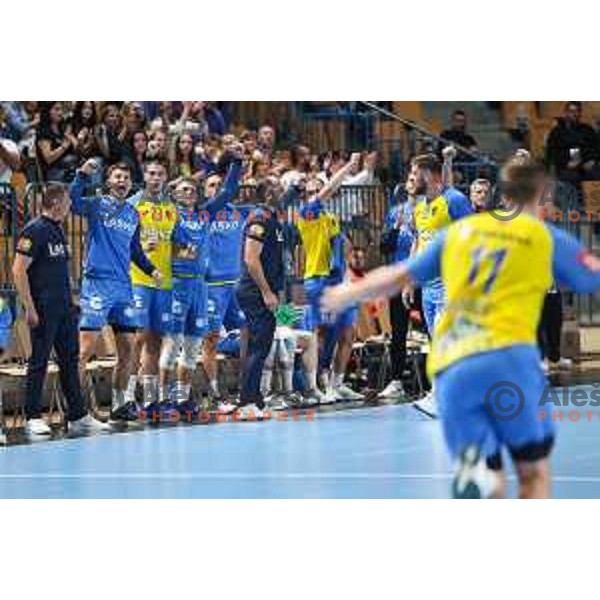 in action during EHF Champions League handball match between Celje Pivovarna Lasko and THW Kiel in Zlatorog Arena, Celje, Slovenia on September 21, 2022