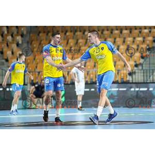Ante Ivankovic and Amir Muhovic in action during EHF Champions League handball match between Celje Pivovarna Lasko and THW Kiel in Zlatorog Arena, Celje, Slovenia on September 21, 2022