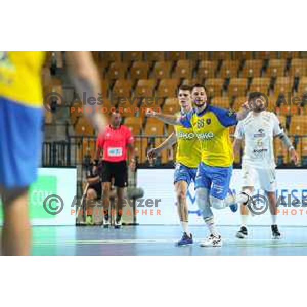Aleks Vlah in action during EHF Champions League handball match between Celje Pivovarna Lasko and THW Kiel in Zlatorog Arena, Celje, Slovenia on September 21, 2022