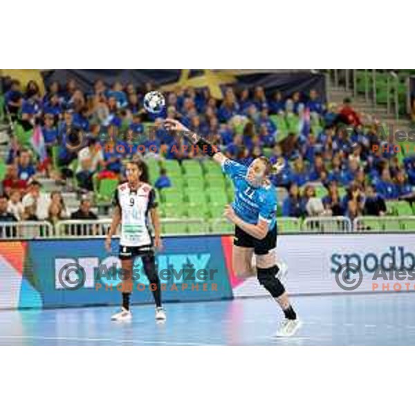 Daria Dmitrieva in action during EHF Champions league Women handball match between Krim Mercator (SLO) and Vipers Kristiansand (NOR) in Ljubljana, Slovenia on September 18, 2022