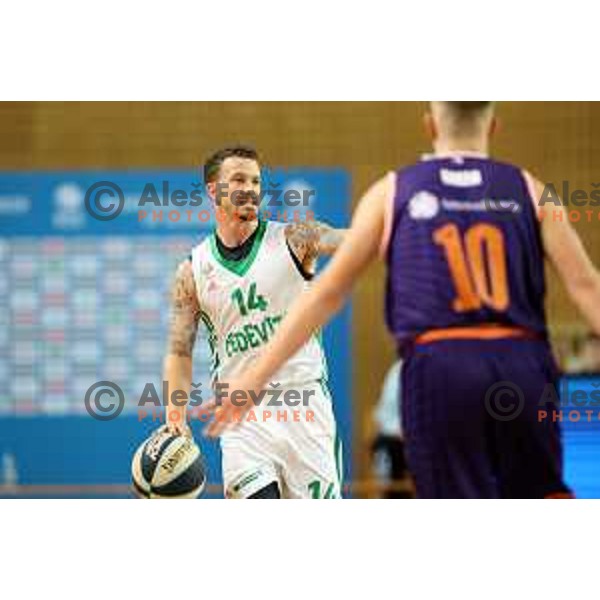 Josh Adams in action during Slovenian basketball SuperCup match between Cedevita Olimpija and Helios Suns in Skofja Loka on September 23, 2022 