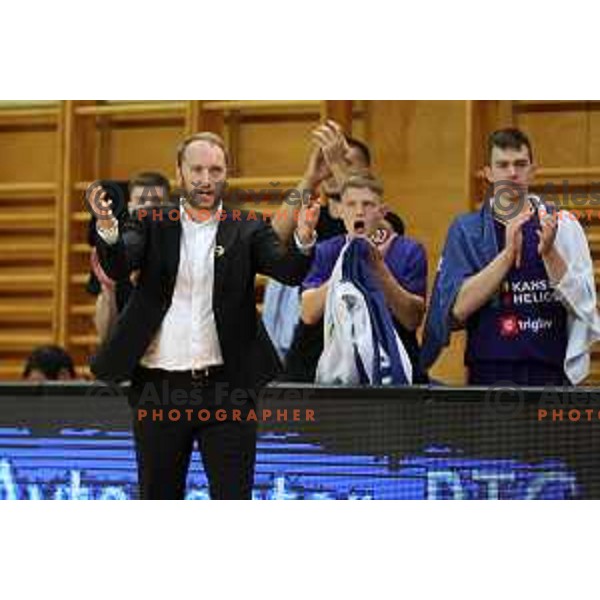 Dejan Jakara in action during the Slovenian basketball SuperCup match between Cedevita Olimpija and Helios Suns in Skofja Loka on September 23, 2022 