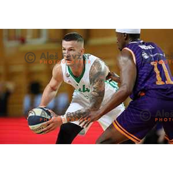Alen Omic in action during Slovenian basketball SuperCup match between Cedevita Olimpija and Helios Suns in Skofja Loka on September 23, 2022 