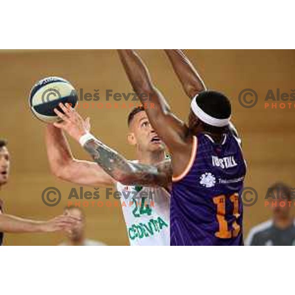 Alen Omic in action during Slovenian basketball SuperCup match between Cedevita Olimpija and Helios Suns in Skofja Loka on September 23, 2022 